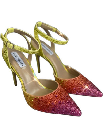 Steve Madden Γόβες Δερμάτινες με Τακούνι Στιλέτο με Λουράκι & Στρας Πολύχρωμες SM11002308-04004-690