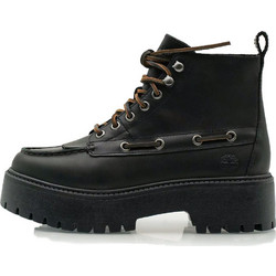 Timberland Stone Street 7-Eye Γυναικεία Αρβυλάκια Δερμάτινα Μαύρα με Χοντρό Χαμηλό Τακούνι TB0A27YZ-W02