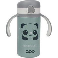 Abo Panda Παιδικό Παγούρι Θερμός Ανοξείδωτο BPA Free με Καλαμάκι Πράσινο Mint 280ml