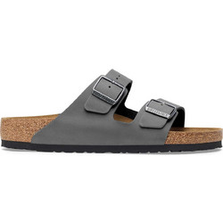 Birkenstock Arizona Soft Footbed Δερμάτινα Ανδρικά Σανδάλια Ανατομικά Γκρι 552801