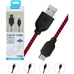 Newtop CU14 Braided USB-A to USB-C 1m Black Red