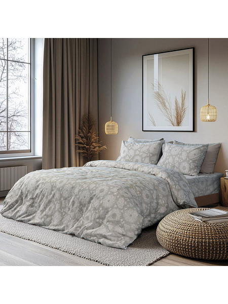 Beauty Home Σετ Σεντόνια King Size 270x260 Moments Art 12567 Λαδί Γκρι