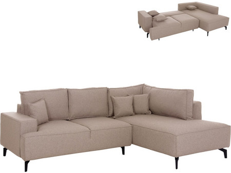 HomeMarkt Saffira Γωνιακός Καναπές Κρεβάτι Δεξιά Γωνία με Αποθηκευτικό Χώρο Μπεζ 270x195x100cm HM3303.03R