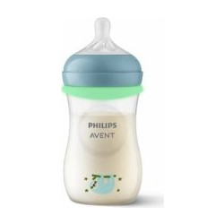 Philips Avent Natural Response Nighttime Πλαστικό Μπιμπερό με Θηλή Σιλικόνης κατά των Κολικών 3+ Μηνών Transparent 260ml