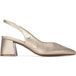 Refresh Γόβες Slingback Δερμάτινες με Χοντρό Χαμηλό Τακούνι Χρυσές 175073