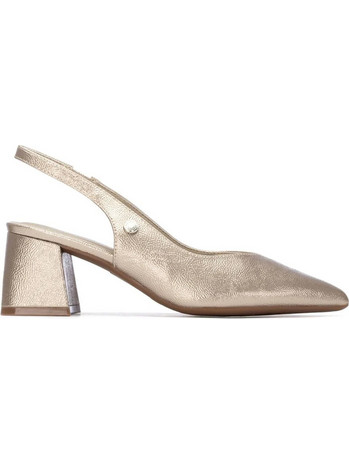 Refresh Γόβες Slingback Δερμάτινες με Χοντρό Χαμηλό Τακούνι Χρυσές 175073