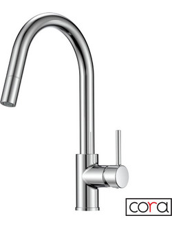 Cora 215-63360-100 Μπαταρία Κουζίνας Πάγκου Διπλής Παροχής Ανάμεικτη με Ντουζ Inox