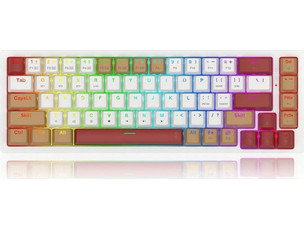 Redragon Rammus K677 Pro Ασύρματο Μηχανικό Gaming Πληκτρολόγιο 65% με Custom Brown Διακόπτες RGB White