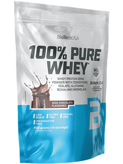 Biotech USA 100% Pure Whey Rich Chocolate Πρωτεΐνη Ορού Γάλακτος Γράμμωσης Χωρίς Γλουτένη 400gr