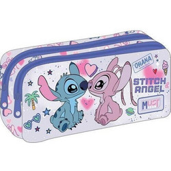 Must Stitch & Angel Ohana Κασετίνα Βαρελάκι με 2 Θήκες Πολύχρωμη 565980