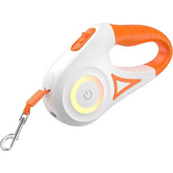 Rojeco Automatic Πτυσσόμενο Λουρί Σκύλου έως 35kg 5m Λευκό Πορτοκαλί