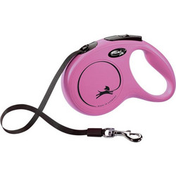 Flexi New Classic Πτυσσόμενο Λουρί Σκύλου έως 15kg 5m Ροζ