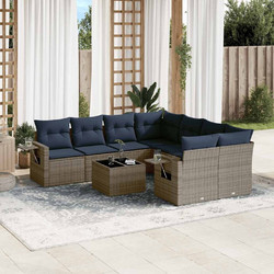 vidaXL Σετ Σαλόνι Κήπου Rattan 9τμχ Μπλε Μπεζ 3219960