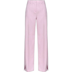 Pinko Ψηλόμεση Υφασμάτινη Γυναικεία Παντελόνα Relaxed Εφαρμογή Ροζ 1032337624-N98