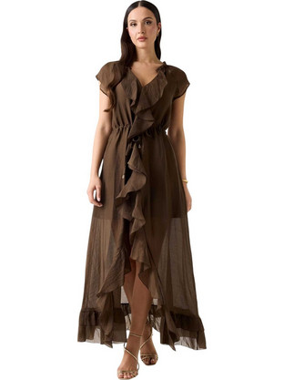 Guess Maelys Maxi Καλοκαιρινό Φόρεμα για Γάμο / Βάπτιση Σοκολατί W6GK87W2111-F1I7