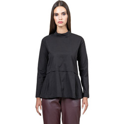 AGGEL Γυναικείο Χειμερινό Top Βαμβακερό Μαύρο FW25124F-3