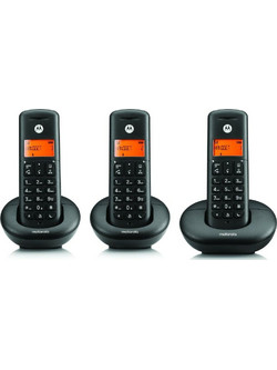 Motorola E203 Ασύρματο Τηλέφωνο Σετ Trio με Ανοιχτή Ακρόαση Μαύρο