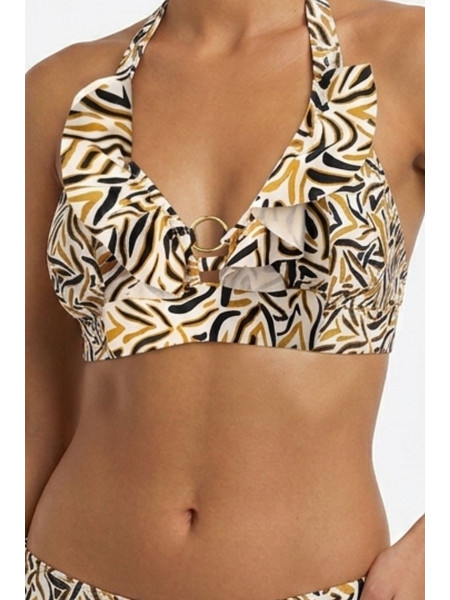 Lucero Bikini Top Τριγωνάκι Μπεζ Καφέ Μαύρο 984676D