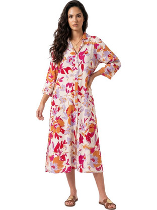 PNN Nightwear Midi Καλοκαιρινό Καθημερινό Φόρεμα Σεμιζιέ Λευκό 0264-22643