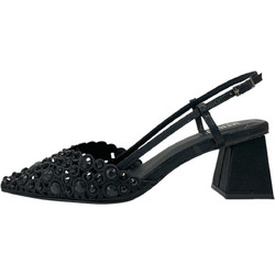 Menbur Γόβες Slingback Δερμάτινες με Χοντρό Χαμηλό Τακούνι Μαύρες AM70101
