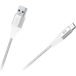 Rebel Braided Stainless USB-A to USB-C 1m White RB-6001-100-W