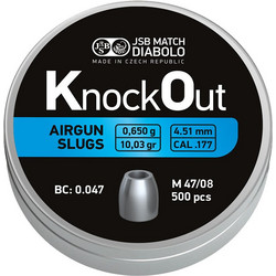 JSB KO Βολίδες Slugs Αεροβόλου 4.51mm Μολυβένιες 0.65g / 10.03gr 500τμχ 546124-500