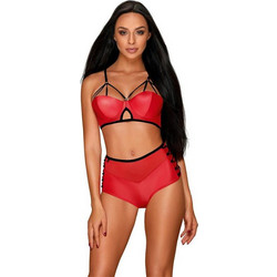 Obsessive Leatheria Σετ Sexy Εσώρουχα Κόκκινα 5901688230985