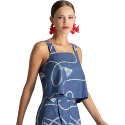 Moutaki Γυναικείο Καλοκαιρινό Crop Top Βαμβακερό Μπλε 26.01.49