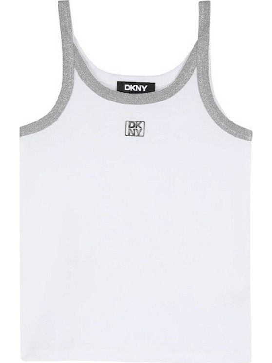 DKNY Παιδικό T-Shirt Αμάνικο Λευκό Γκρι D6261310P