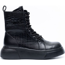 Versace 19V69 Γυναικεία Αρβυλάκια Πλατφόρμα Δερμάτινα Μαύρα AMSR1062-3026