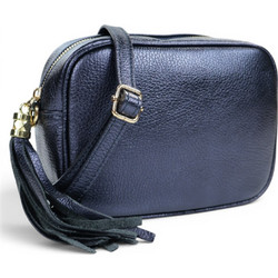 Passaggio Leather Γυναικείο Τσαντάκι Χιαστί Δερμάτινο Navy Μπλε με Στενό Λουρί 5655-KR-106