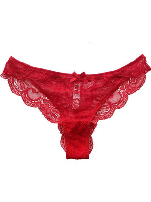 Love And Bra Γυναικείο Sexy String με Δαντέλα Κόκκινο LO31823