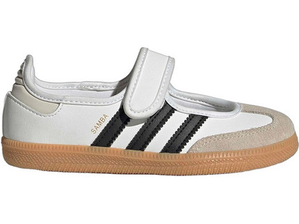 Adidas Samba Παιδικές Μπαλαρίνες Δερματίνη Ανατομικές με Σκρατς Λευκές Μαύρες LA3701