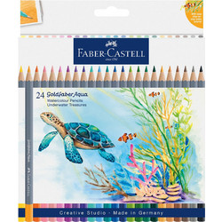 Faber-Castell Goldfaber Aqua Turtle Κασετίνα Ξυλομπογιές Ακουαρέλας Σετ 24τμχ