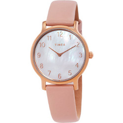 Timex Metropolitan Γυναικείο Ρολόι με Σομόν Δερμάτινο Λουράκι TW2T36100JT