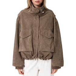 AllSaints Γυναικείο Μπουφάν Δερματίνη Μακρύ Καφέ W087LD