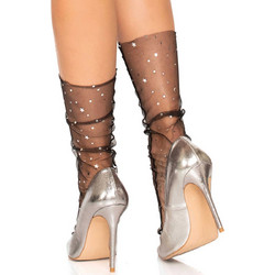 Leg Avenue Star And Moons Γυναικείες Κάλτσες Μαύρες 714718548418