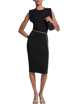 Michael Kors Midi Βραδινό Φόρεμα Μαύρο MT5831SH6J-001