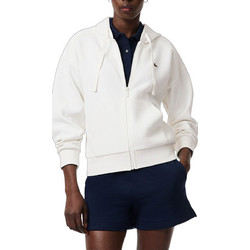 Lacoste Γυναικεία Ζακέτα Φούτερ Κοντή με Κουκούλα και Φερμουάρ Εκρού 3SF5272-70V