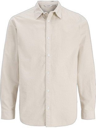 Jack & Jones Ανδρικό Πουκάμισο Βαμβακερό Μακρυμάνικο Κανονική Γραμμή Μπεζ 12298181