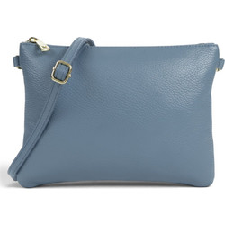 Passaggio Leather Sveva Γυναικεία Τσάντα Χιαστί Δερμάτινη Γαλάζια με Στενό Λουρί 5011-KR-11