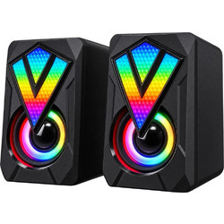 K2039 Ηχεία Υπολογιστή 2.0 6W με RGB Φωτισμό Μαύρα