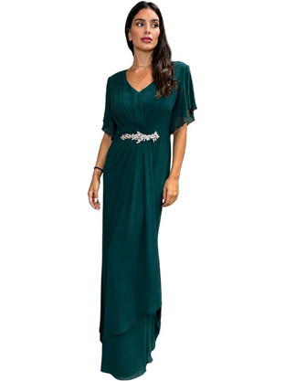 Fibes Fashion Maxi Φόρεμα για Γάμο / Βάπτιση Κυπαρισσί 05-9365