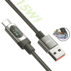 Green Lyca GL69673 Braided USB-A to USB-C 15W 1.2m Black
