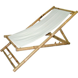 Σεζλόνγκ Lesli Bamboo με Λευκό Καφέ Ύφασμα 41275