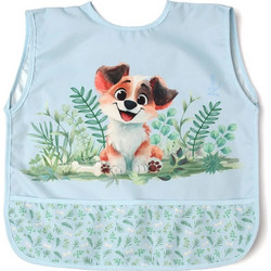 Kiokids Dog Αδιάβροχη Σαλιάρα Ποδιά Πλαστική με Αυτοκόλλητο & Τσέπη 4m+ Γαλάζια