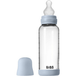 BIBS Γυάλινο Μπιμπερό με Θηλή Σιλικόνης κατά των Κολικών 0+ Μηνών Light Blue 225ml