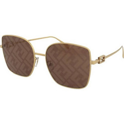 Fendi FE40013U 30G Γυναικεία Γυαλιά Ηλίου Τετράγωνα Μεταλλικά Χρυσά με Καφέ Φακό