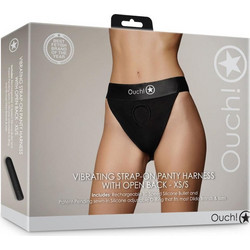 Ouch! Panty Harness with Open BackXS-S Εσώρουχο Strap On με Dildo & Δόνηση Μαύρο