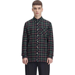 Fred Perry Ανδρικό Πουκάμισο Βαμβακερό Καρό Μακρυμάνικο Κανονική Γραμμή Navy Μπλε M3720-Z89